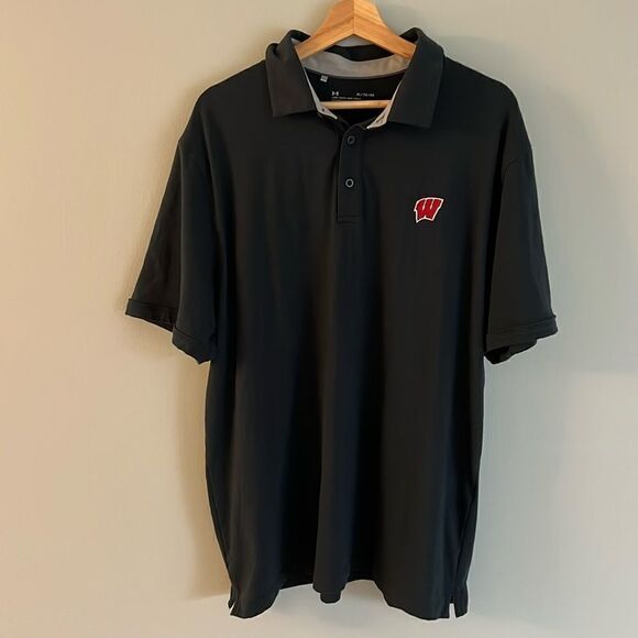 Under Armpur University of Wisconsin Badger Men’s Polo Shirt - XL - Picture 1 of 8